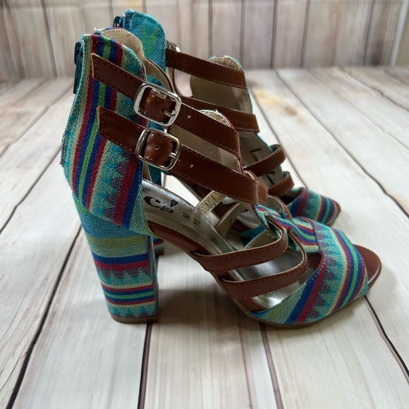 Colorful Strappy Women's Heels/Sandals. Size 7/8 - Picture 2 of 9